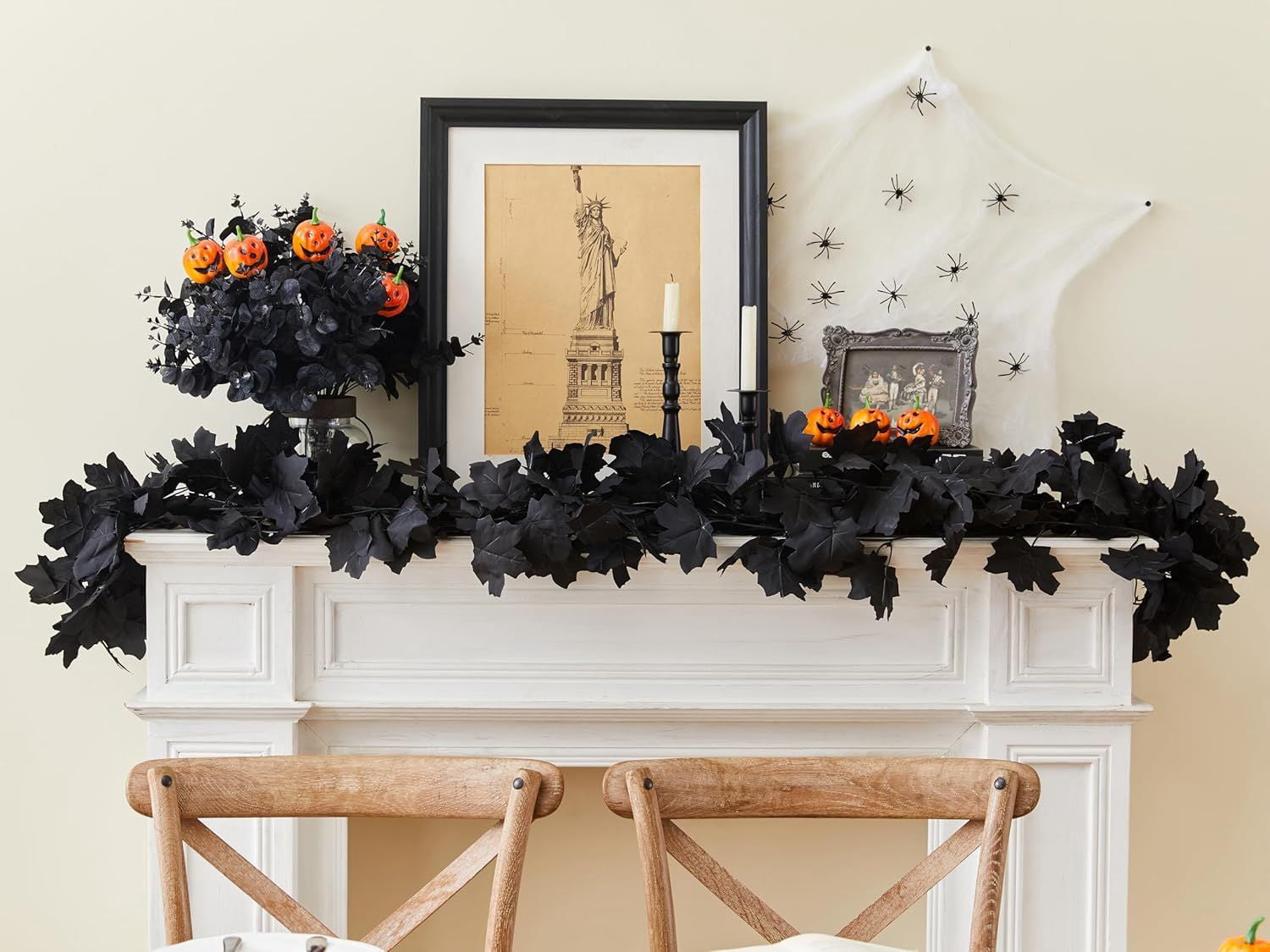 6.5 FT Fall Garland with 26 Leaves per Strand for Halloween Thanksgiving Decor