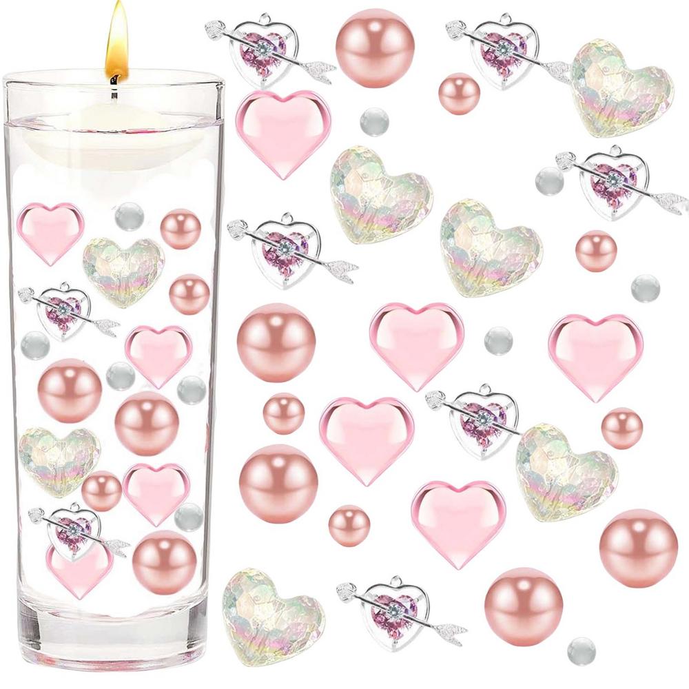 Laideyi Valentine Vase Filler Red Pink Acrylic Heart Valentine's Day