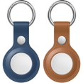 thumbnail image 1 of Protective Case for AirTag 2021, 2-Pack Genuine Leather Tracker Holder with Key Chain, Easy Carry AirTag Cover for Keys, Backpacks, Liner Bags, Blue & Brown, 1 of 8