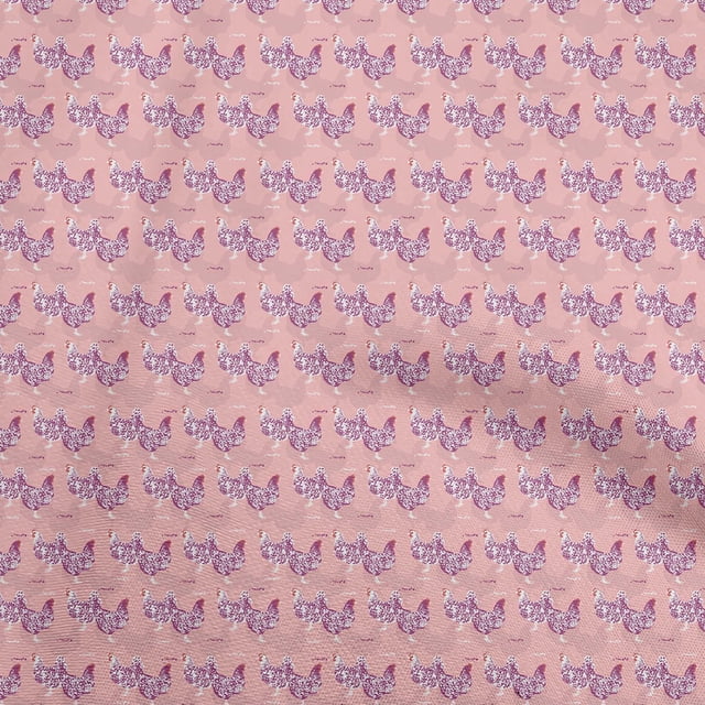 oneOone Polyester Spandex Rose Pink Fabric Birds Rooster Sewing Craft Projects Fabric Prints By Yard 56 Inch Wide