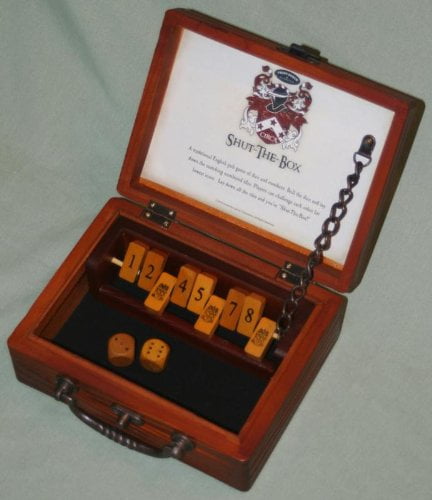 Front Porch Classics Circa Shut-the-Box Wooden 9 Number Dice Game with Case New 