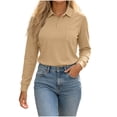 thumbnail image 2 of Maean Womens Collared Shirts Long Sleeve V Neck Basic Solid Color Shirts Ladies Casual Tunics Outfits, 2 of 6