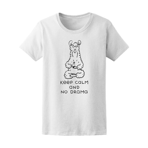 Llama Keep Calm And No Drama T-Shirt Women -Image by Shutterstock, Female x-Large