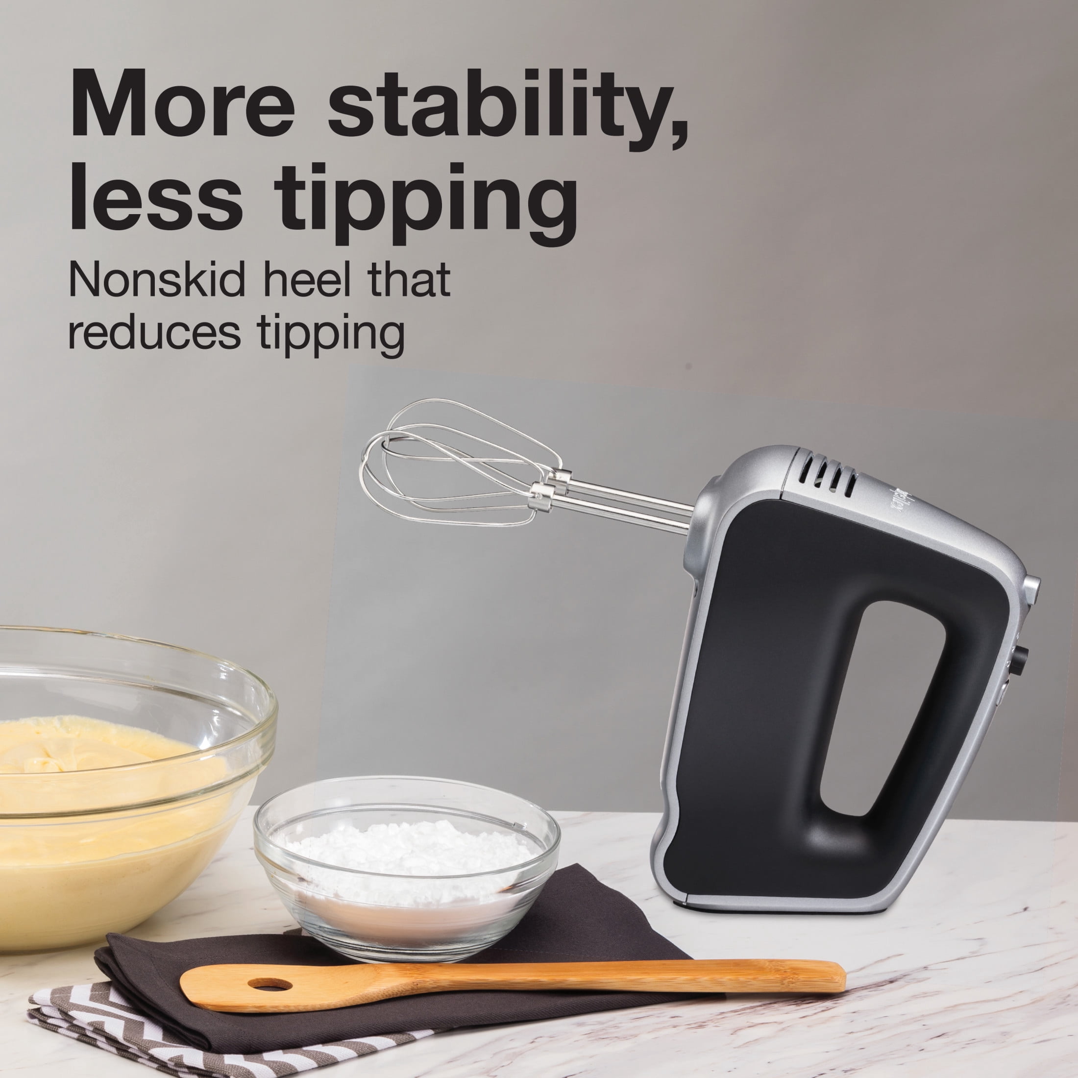 Proctor Silex 5-Speed Electric Hand Mixer with Boost, 1.3 Amp DC Motor, Mixer for Kitchen, Black & Silver