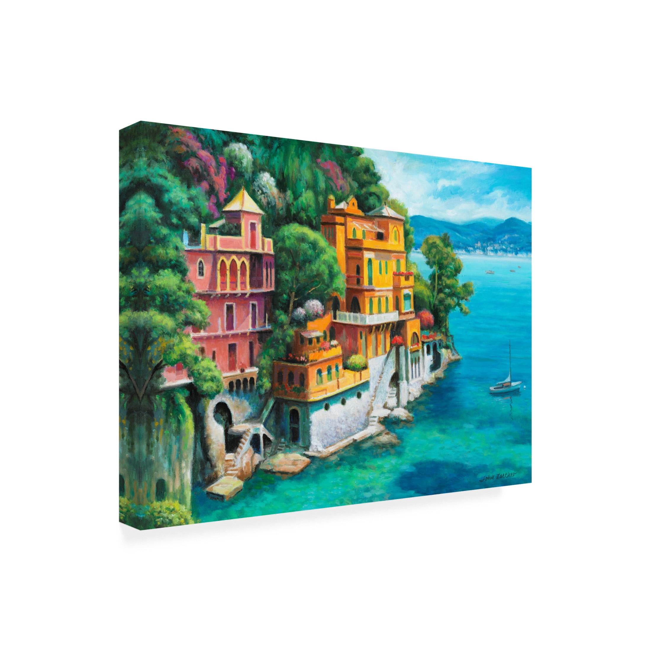 Canvas Wall Art - John Zaccheo 'Domina Beach Portofino Italy' Wall Art for Living Room, Bedroom, or Office Décor by Trademark Fine Art - 47 x 35 Inches