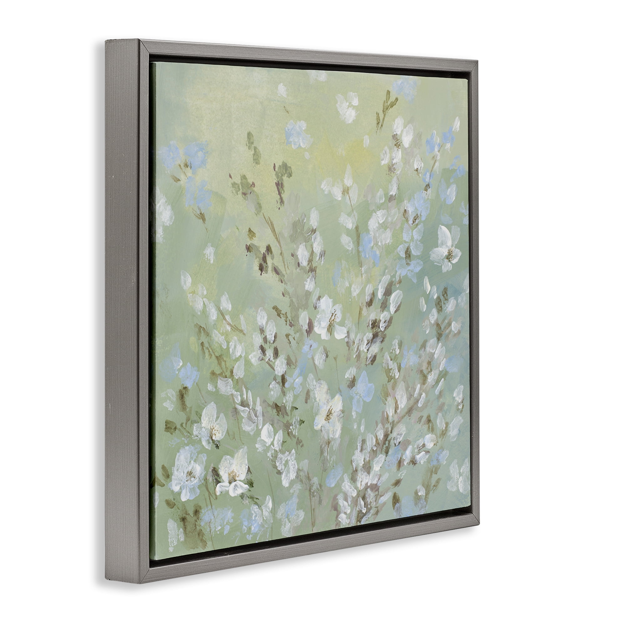 Stupell Industries Floral Meadow Wispy Willows Floral & Botanical Painting Gray Floater Framed Canvas Art Print Wall Art, 25 x 25