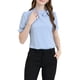 thumbnail image 5 of INSPIRAR CHIC Blusas de Verano para Mujeres de Color Sólido con Lazo en el Cuello y Mangas Cortas para Usar en el Trabajo Azul Claro 2XL, 5 of 7