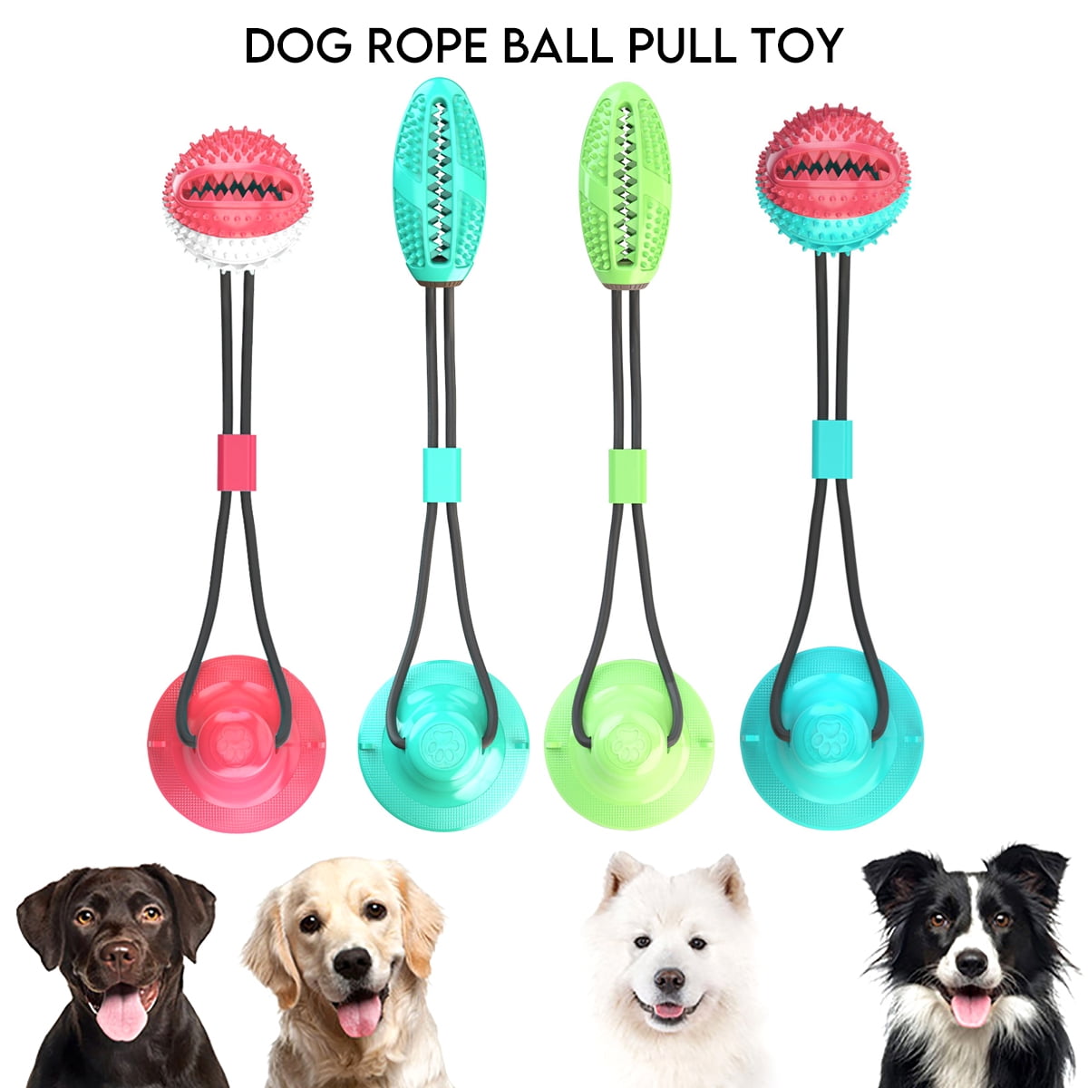 Dog Rope Ball Pull Toy with Suction Cup Chew Tug Toys 4 Colors Walmart