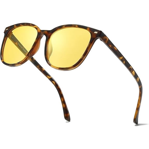 Polarized Night Vision Glasses for Women, Anti Glare Driving Vision Glasses with Yellow Lens, UV400 Protection