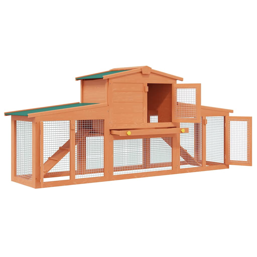 vidaXL Rabbit Hutch with Roofs Bunny Cage Small Animal House Outdoor Wood