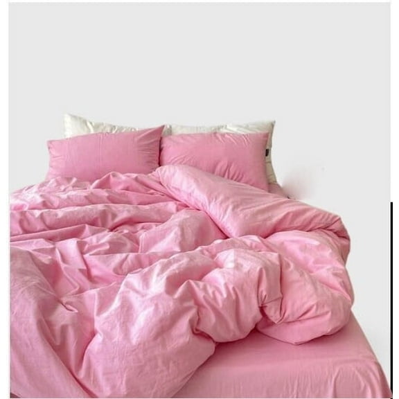 100% COTTON DUVET COVER BABY PINK DUVET COVER QUEEN SIZE 90x90 DUVET COVER WITH TWO PILLOW COVERS