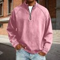 thumbnail image 2 of Hombres Zip Up Sudadera con Capucha de Pie Cuello Lavado Denim Afligido Medio Cremallera Manga Larga Casual Superior Poliéster Mezcla Chaqueta, 2 of 8