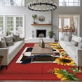 thumbnail image 3 of Cow Sunflowers Area Rugs 5'x8', Washable Small Throw Rugs for Classroom Bedroom, Botanical Floral Leaves Bees Farm Barn Indoor Outdoor Rug Non-Slip Low Pile Carpet Runner Reversible Floor Mats, 3 of 8