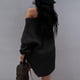 thumbnail image 4 of Gibobby Suéter de invierno para mujer, Suéter holgado de punto con cuello en V, para mujer, casual, ligero(Negro,G), 4 of 4