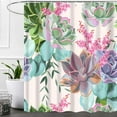 thumbnail image 3 of Succulent Floral Shower Curtain for Bathroom Set, Colorful Leaves Flower Plant Bathtub Curtains Decor, Waterproof Polyester Durable Cloth with Hooks 72"W x 84"L (Pack of 1), 3 of 6