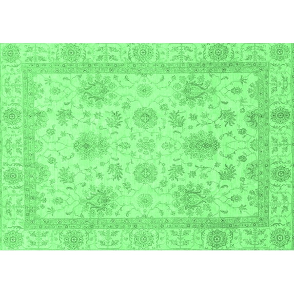 Ahgly Company Indoor Rectangle Oriental Emerald Green Modern Area Rugs, 5' x 7'