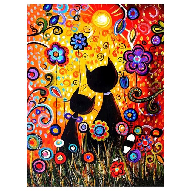 Cuadros Decorativos Kit de pintura de mosaico DIY taladro completo cuadrado diamante resina gatos Animal dibujo regalo Ehuebsd Nuevos Originales
