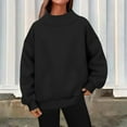thumbnail image 2 of Sycwsmn Womens Football Sequin Rugby Sweatshirt Long Sleeve Crewneck Fleece Pullover Tops Black L, 2 of 4