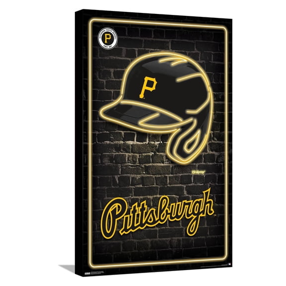 MLB Pittsburgh Pirates - Neon Helmet 23 Canvas Wall Poster, 14.725" x 22.375"
