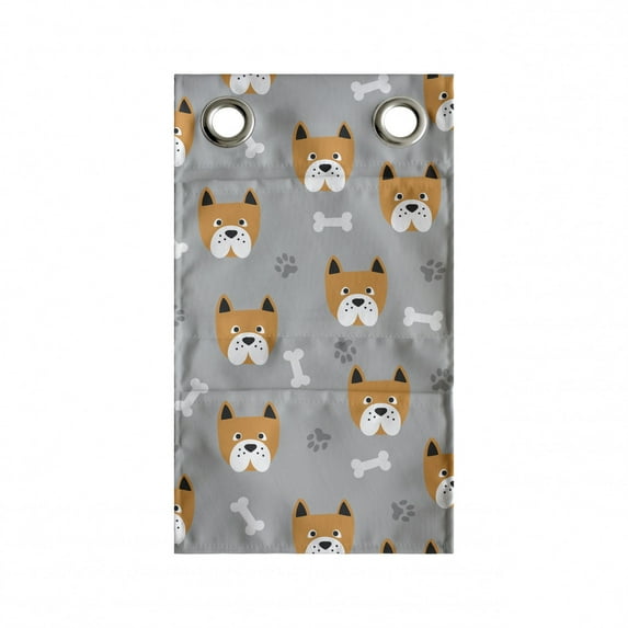 Dog Lover Hanging Pocket Organizer, Cartoon Puppy Heads Bones and Paw Prints Pattern, Printed Polyester Storage Bag with Pockets, 9" x 16", Brunt Orange Dimgray