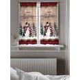thumbnail image 5 of Christmas Curtains 54 Inch Length, Sheer Curtains for Bedroom Living Room Window Vintage Red Plaid Tree Xmas Snowman Rod Pocket Voile Drapes Kitchen Curtains Small Half Window 52"x54" 2 Panels, 5 of 7