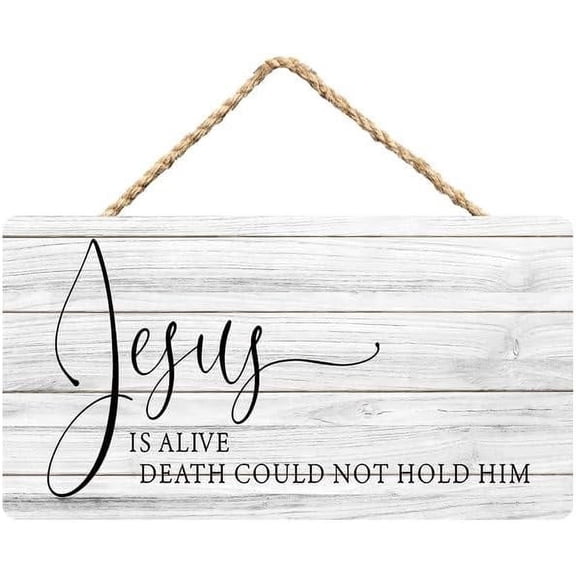 Rustic Wooden Sign Decor - Jesus Is Alive - Wood Plaque Home & Office Inspirational Gifts Hanging Wall Signs 6x12 IN
