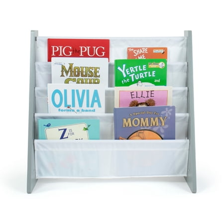 Humble Crew Inspire Kids Bookshelf with Four Shelves Book Organizer, Grey & White