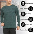 thumbnail image 7 of Essential Elements Mens Active T-Shirt - Quick-Dry Athletic Workout Training Crew Neck Long Sleeve Top 5 Pack, 7 of 7