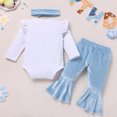 thumbnail image 3 of IDOPIP Baby Girls First Birthday Outfit Winter Snowflake One Romper+ Velvet Bell Pants Cake Smash Outfits, 3 of 8