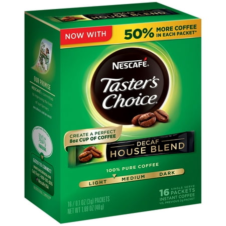 NESCAFE TASTER'S CHOICE Decaf House Blend Medium Light Roast Instant Coffee 16-0.1 oz.