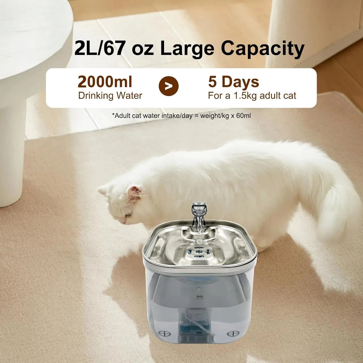 Cat Water Fountain, 70oz/2L Pet Water Fountain, Automatic Cat and Dog Water Dispenser for Cats, Dogs, Multiple Pets
