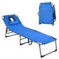thumbnail image 1 of Costway Tumbona Ajustable Plegable Silla Reclinable de Playa con Cojines para Acostarse Boca Abajo/Arriba y Cavidad Facial Azul, 1 of 9