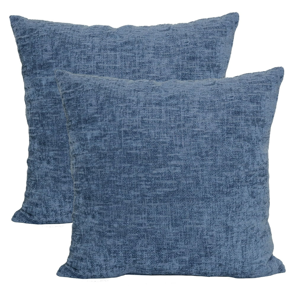 Mainstays Chenille Decorative Throw Pillow, 18" x 18" Square, Blue, 2
