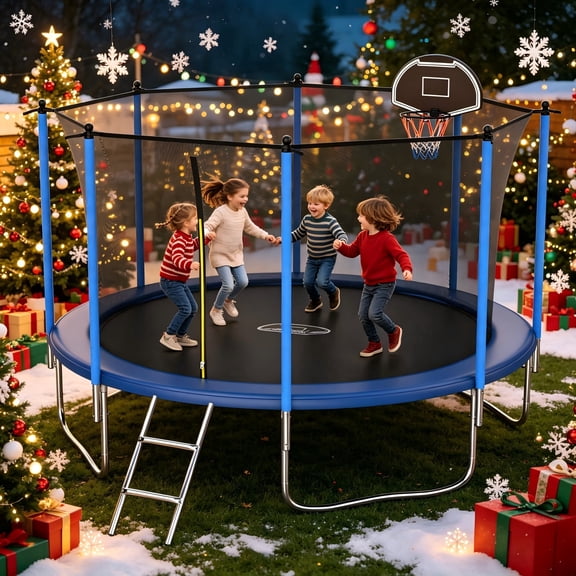 Shengchao Trade 800LBS 10FT Trampoline for Adults and Kids,Trampoline with Enclosure,Recreational Trampoline with Ladder, Heavy Duty Trampoline Capacity for 2-4 Kids