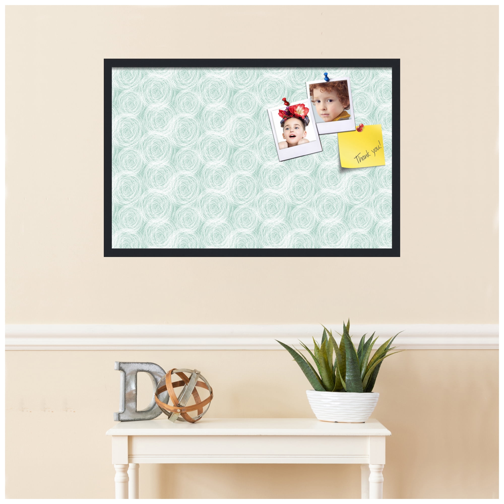 PinPix ArtToFrames 32x20 Custom Cork Bulletin Board    Poster Board Has a Fabric Style Canvas Finish, Framed in Satin Black (PinPix-1926)