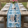 thumbnail image 4 of Ocean Set Sail Table Runner 72 Inches, Sailboat Sea Waves Blue Coral Starfish Bed Runner Dresser Scarves Tabletop for Indoor Outdoor Parties/Ceremony/Banquet, 18" x 72", 4 of 9
