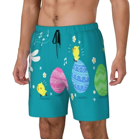 Logiee bunny holding flower Print Men s Swim Trunk Quick Dry Board Shorts Men s Swim Trunks with Compression Liner Bathing Suits with Pockets-Medium