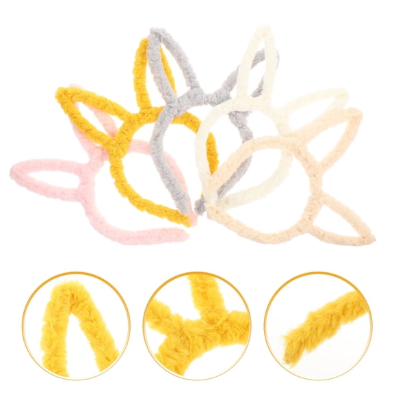 LOLIPPYY 5Pcs Plush Bunny Ears Headbands Assorted Color Soft Comfortable Party Headwear for Easter and Cosplay