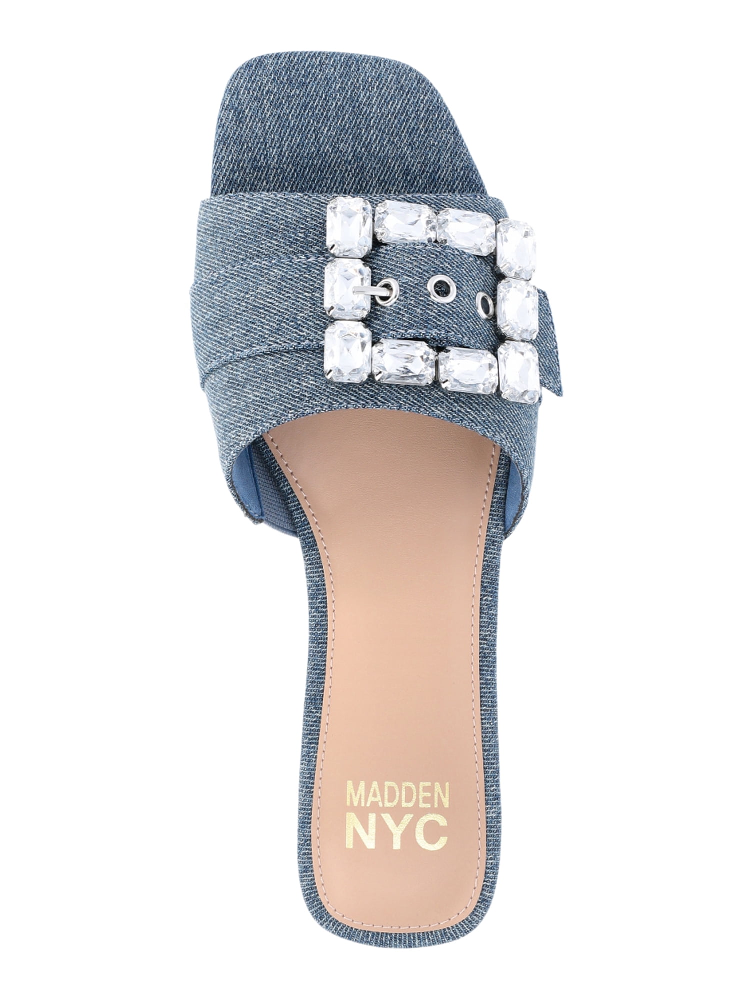 Madden NYC Women’s Broach Denim Slide Sandals