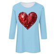 thumbnail image 4 of ZHYou Womens T-Shirts Valentine's Day V-Neck Valentine's Day Printed 3/4 Sleeve Loose Fit Casual Soft Spring Summer Shirts,Sky Blue,5XL, 4 of 4