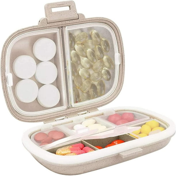 Pastillero Semanal, Pastilleros Para Medicamentos Para 7 Días, Pastilleros De Plástico, Diseño A Prueba De Humedad, Compartimentos Extraíbles, Para Pastillas, Vitaminas, Accesorios (Beige)