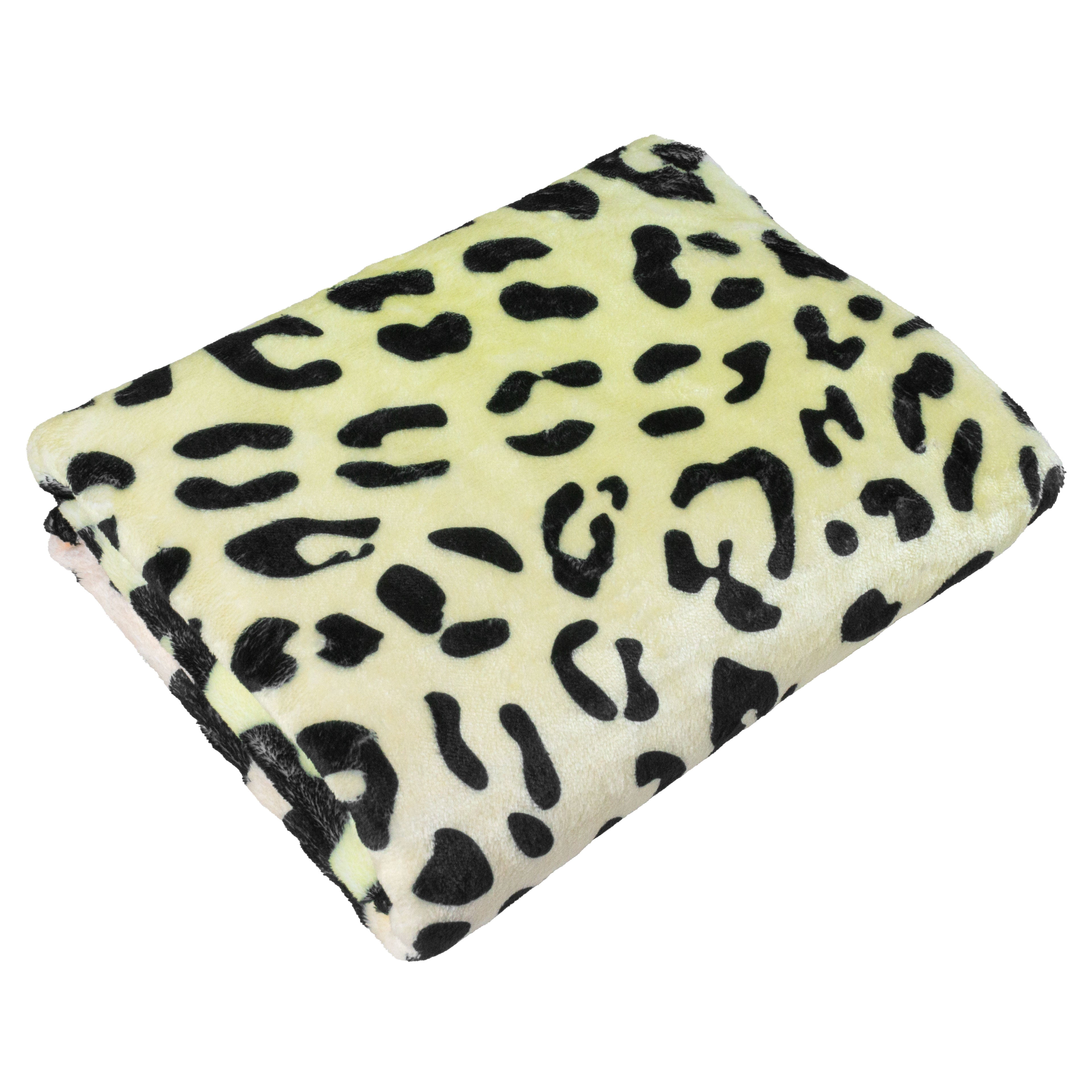 Everything Comfy Leopard Print Decorative Throw Blanket, 30" X 40", Pastel Gradient/Black
