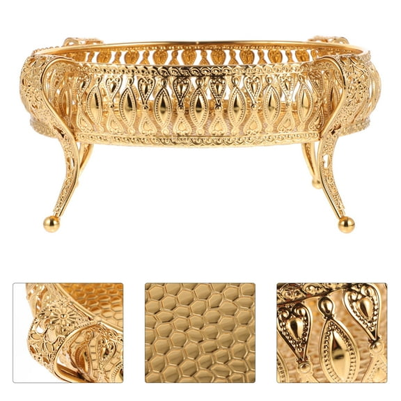 KAKOWELY 1Pcs Golden Gilded Iron Decorative Platter For Coffee Shop 22X17X10.5in