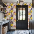 thumbnail image 3 of Peel and Stick Wallpaper Abstract Floral Yellow Pink Flowers Botanical Leaves Wall Mural 17.7in x 9.8ft Self Adhesive Removable Wall Paper Renter Friendly Wallpaper for Nursery Bedroom Cabinets, 3 of 8