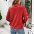 thumbnail image 4 of Wine Red Women's Turtleneck Knit Sweater, Long Sleeve, Loose Fit, Perfect for Staying Warm - Top Clothing - Size M, 4 of 6