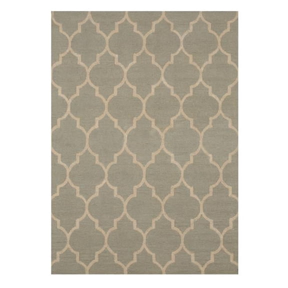 Hand-tufted Wool Light Green Traditional Trellis Rug