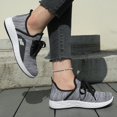thumbnail image 5 of pwidon Women's Walking Sneakers Lightweight Lace Up Athletic Running Shoes Breathable Fly Knit Casual Sport Trainers Grey Black Black 6, 5 of 6