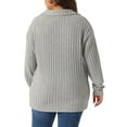 thumbnail image 4 of DARING DIVA Women's Plus Size Loose V Neck Long Sleeve Polo 2X Grey, 4 of 6