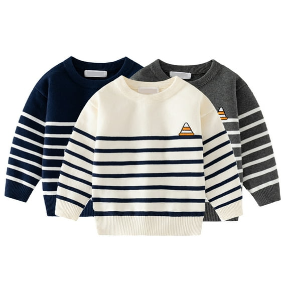 Esaierr Toddler Baby Crewneck Sweater for Kids Boys Sweater Long Sleeve Cotton Pullover Sweatshirt Fall Winter for 1-7Y