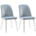 thumbnail image 1 of CorLiving Nash Velvet Channel Tufted High Back Indoor Side Chairs with Iron Legs, Light Blue (Set of 2), 1 of 9